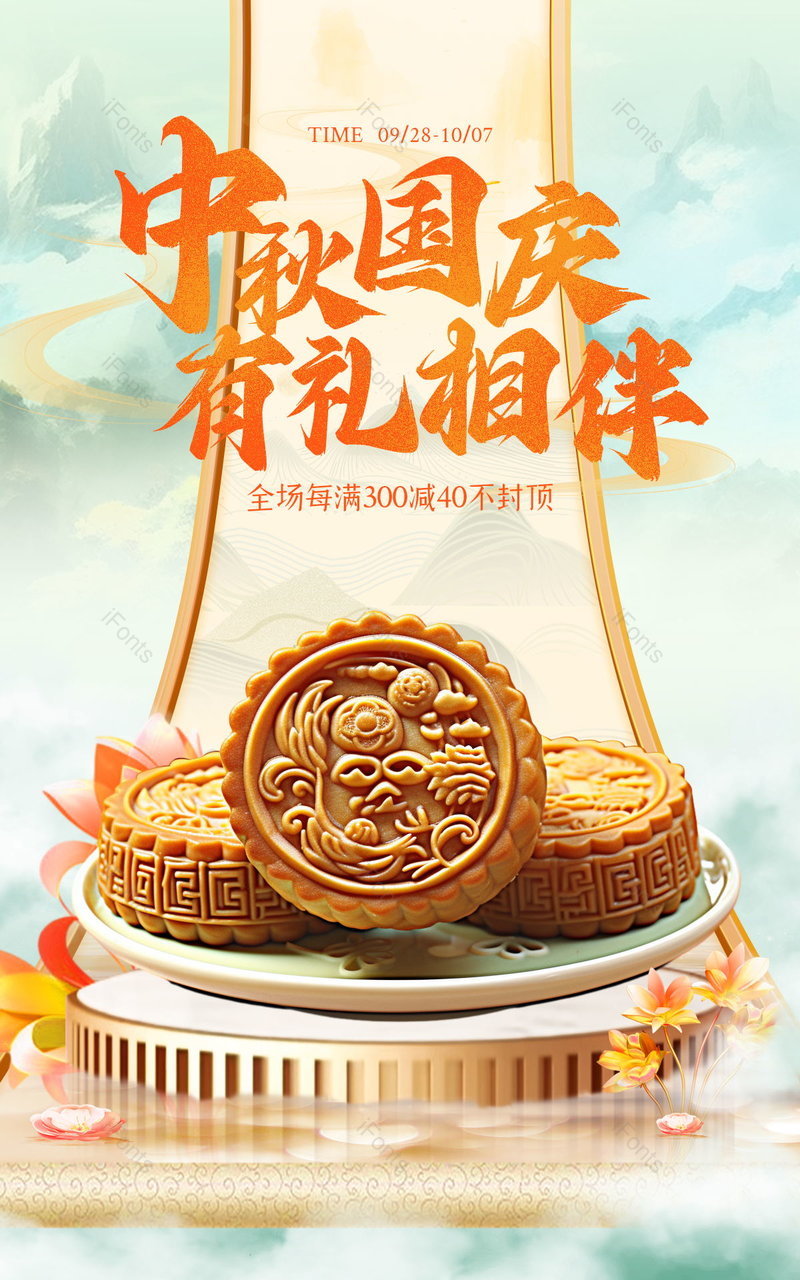 电商海报中秋国庆双节狂欢中国风食品茶饮海报设计,设计模板,设计模板大全,设计模板下载